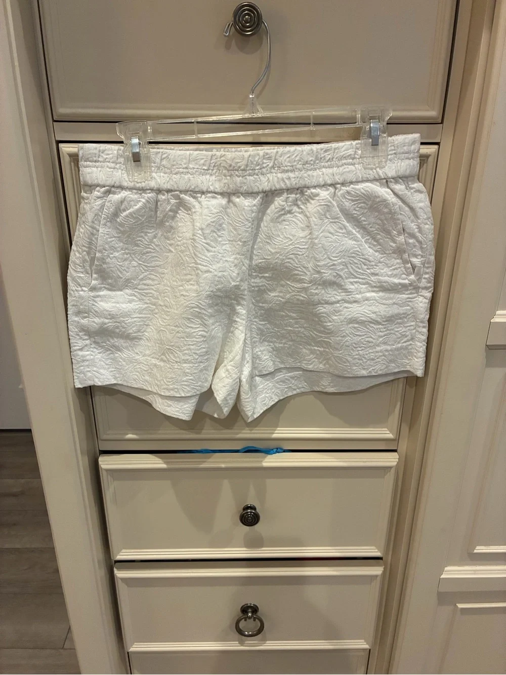 J. Crew White Textured High-Waist Shorts